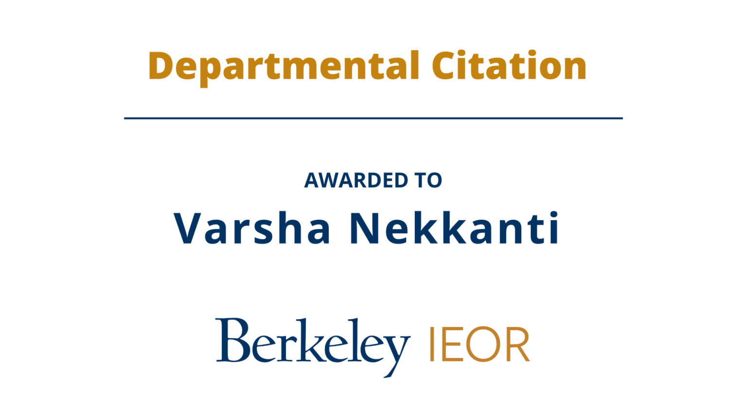 Departmental Citation, varsha Nekkanti