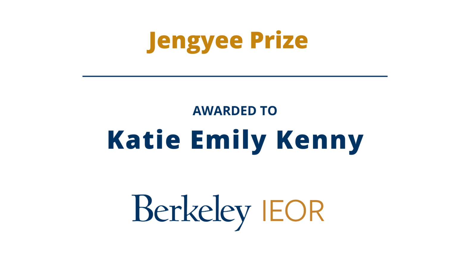 Katie Emily Kenny, Jengyee Prize