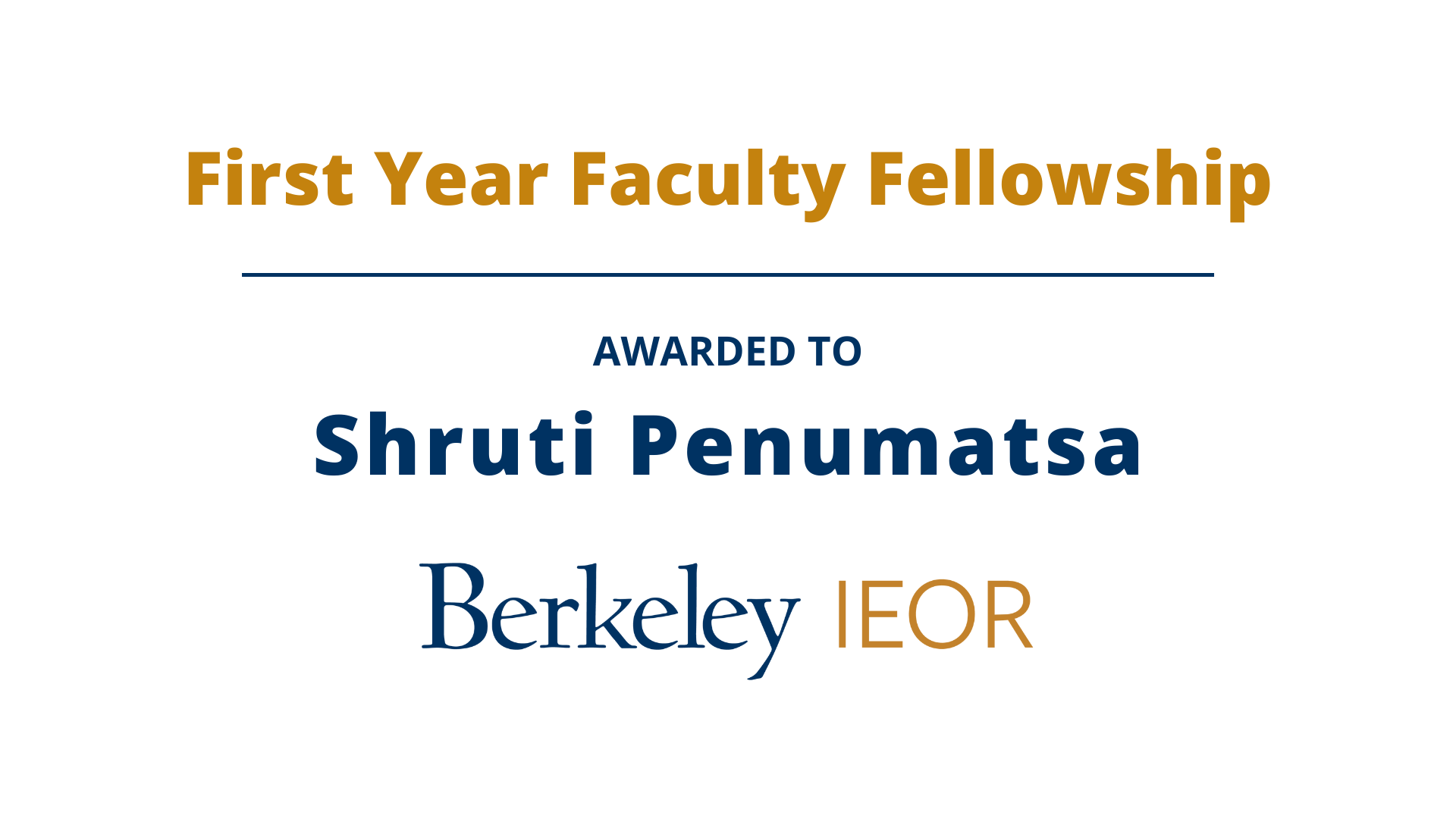 Shruti Penumatsa, First Year Faculty Fellowship